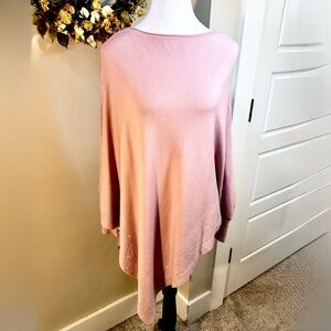 NWT ODRI Designed in Italy Pink Sparkle Knit Asymmetrical Sweater Poncho OS💛